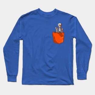 Skeleton in my Pocket - Halloween Orange Pocket Design Long Sleeve T-Shirt